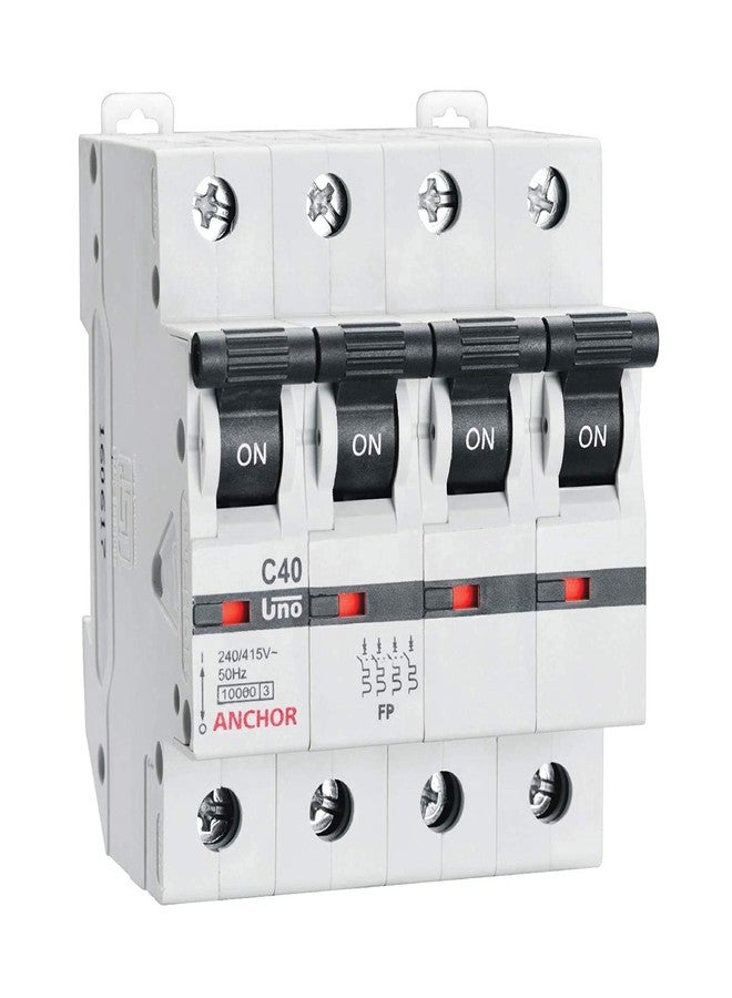 Anchor by Panasonic UNO 40 Amp Four Pole C Curve MCB | ISI Marked Four Pole 40A Miniature Circuit Breaker (98047-2)
